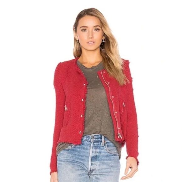 IRO Jackets & Blazers - Iro Agnette Red Boucle Cotton Jacket Size 38 US 6